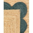 thumbnail image 4 of 8 Ft Round Green & Natural Jute Premium Scalloped Jute Rug – Handcrafted Natural Braided Carpet for Living Room, Bedroom, Entryway – Boho Home Decor, 4 of 5