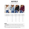 thumbnail image 2 of Asyoly Women's Casual Long Sleeve Blouse Lace Crochet V Neck Button Keyhole Back Top Shirt, 2 of 6