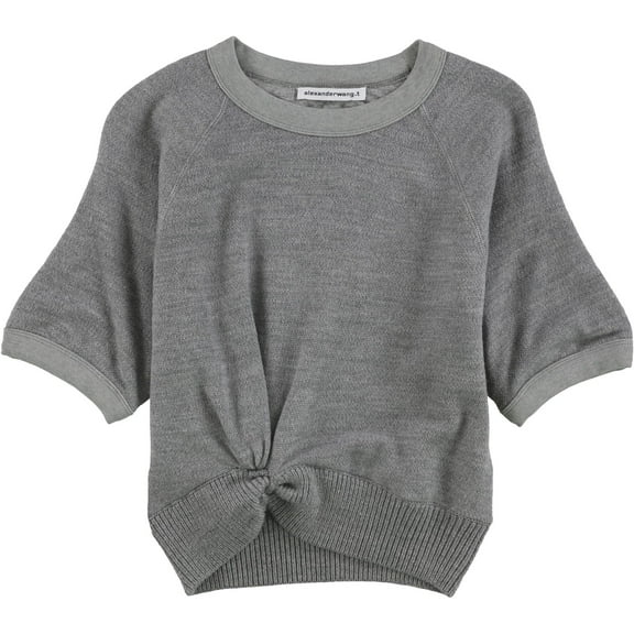 T by Alexander Wang Womens Double Layer Twist Pullover Sweater, Grey, Small