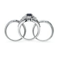 thumbnail image 4 of BERRICLE Sterling Silver 3-Stone Wedding Engagement Rings 1.25 Carat Simulated Blue Sapphire Round Cut Cubic Zirconia CZ Wishbone Ring Set for Women, Rhodium Plated Size 6.5, 4 of 17