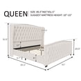 thumbnail image 3 of VanAcc Queen Size Platform Bed Frame, Velvet Upholstered Bed with Deep Button Tufted & Nailhead Trim Wingback Headboard/No Box Spring Needed/Cream, 3 of 8