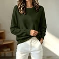 thumbnail image 6 of Edvintorg Womens Sweater Long Sleeve Loose Knit Sweaters Crew Neck Casual Pullover Top Plus Size Fashion Clothing Army Green L, 6 of 7