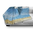 thumbnail image 3 of Beach Soft Flannel Fleece Throw Blanket, Summer Vibes Girl near the Sea Shore Ocean Palms Waves Sunny Art Print, Cozy Plush for Indoor and Outdoor Use, 50" x 70", Slate Blue Sky Blue, by Ambesonne, 3 of 6