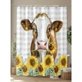thumbnail image 4 of Shower Curtain Sunflower Cow Bathroom Curtains with Hooks, Waterproof Fabric Grey Buffalo Plaid Farm Animal Bath Shower Curtains Set for Bathroom Bathtubs Decor 72x72 Inch, 4 of 8