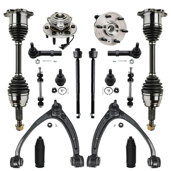 Detroit Axle - 16pc Front Wheel Hubs CV Axles Upper Control Arms Suspension Kit Replacement for Chevy Tahoe Fits select: 2011 ,2013 CHEVROLET SILVERADO K1500 LT