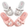 thumbnail image 4 of Women's Cute Bunny Bedroom Slippers Open Toe Indoor Slides House Slippers (5-6 women, Grey Bunny), 4 of 7