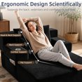 thumbnail image 5 of PUKNLY 60" Oversized Chaise Lounge Chair, 70" Boneless Corduroy Cloud Couch with 4 Pockets, 3 Pillows & 2 Cup Holders, Deep Seat Sleeper Sofa Bed for Living Room Bedroom Apartment, No Assembly,Black, 5 of 9