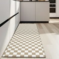 thumbnail image 4 of Beige and White Checkerboard Pattern Kitchen Rug Mat,Kitchen Runner Rugs Non Skid Washable,Decorative Kitchen Floor Mats for Kitchen,Sink,Laundry,17"X47", 4 of 5