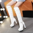 thumbnail image 3 of Knee High Boots Women Platform Block Heel Pull on Over the Knee Tall Booties Trendy Tassel Fall Winter Long Boots Pumps Shoes, 3 of 6