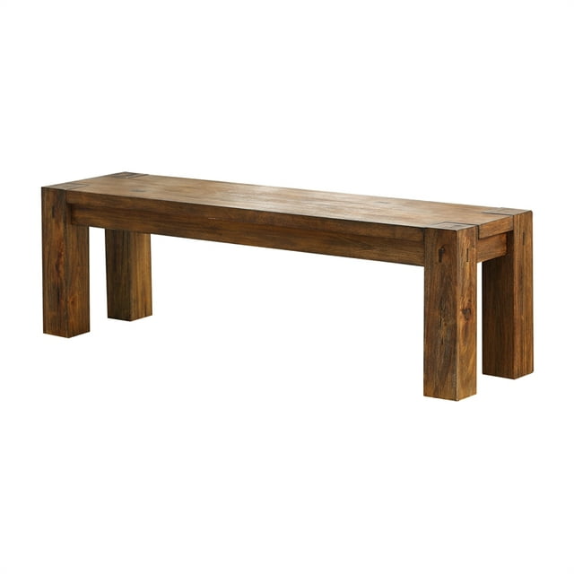 Furniture of America Rowlie Rustic Wood Dining Bench in Dark Oak