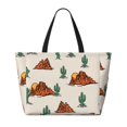 thumbnail image 2 of PAYOHTO Western Theme Cactus Cowboy Large Beach Tote Bags for Womens Mens Sandproof Swim Pool Bag with Zipper for Travel Vacation, 2 of 7