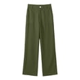 thumbnail image 6 of Cotton Wide Leg Pants for Women Flowy Pants for Women Plus Size Summer Outfits with Pockets Womens Straight Leg Button Trousers, 6 of 6