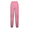thumbnail image 4 of SYMOID Womens Pink High Waisted Striped Drawstring Pants - Loose Fit Tapered Ankles Poly Cotton Blend,Size L, 4 of 5