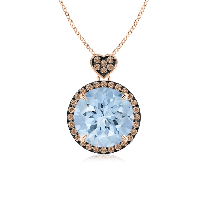 Aquamarine Hearth Halo Pendant Necklace