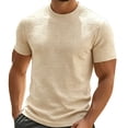 thumbnail image 2 of Dolkfu Minimalist Men'S&nbsp;Shirts Short Sleeve Pull-on Crew Neck Yellow T-Shirts Athletic Modern Solid Tops Khaki,Xxxl, 2 of 6