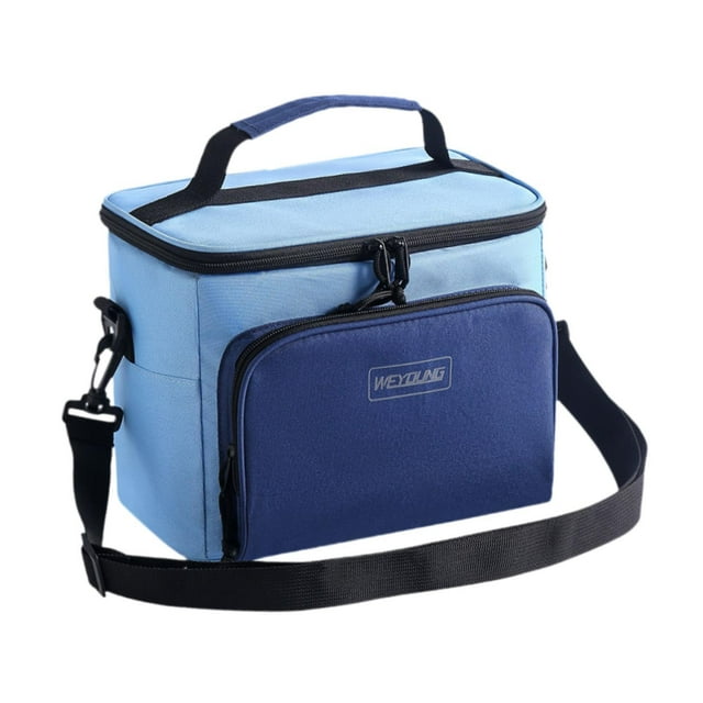 Bolsa de almuerzo térmica de tela Oxford, a prueba de fugas, reutilizable, portátil, organizador térmico Azul