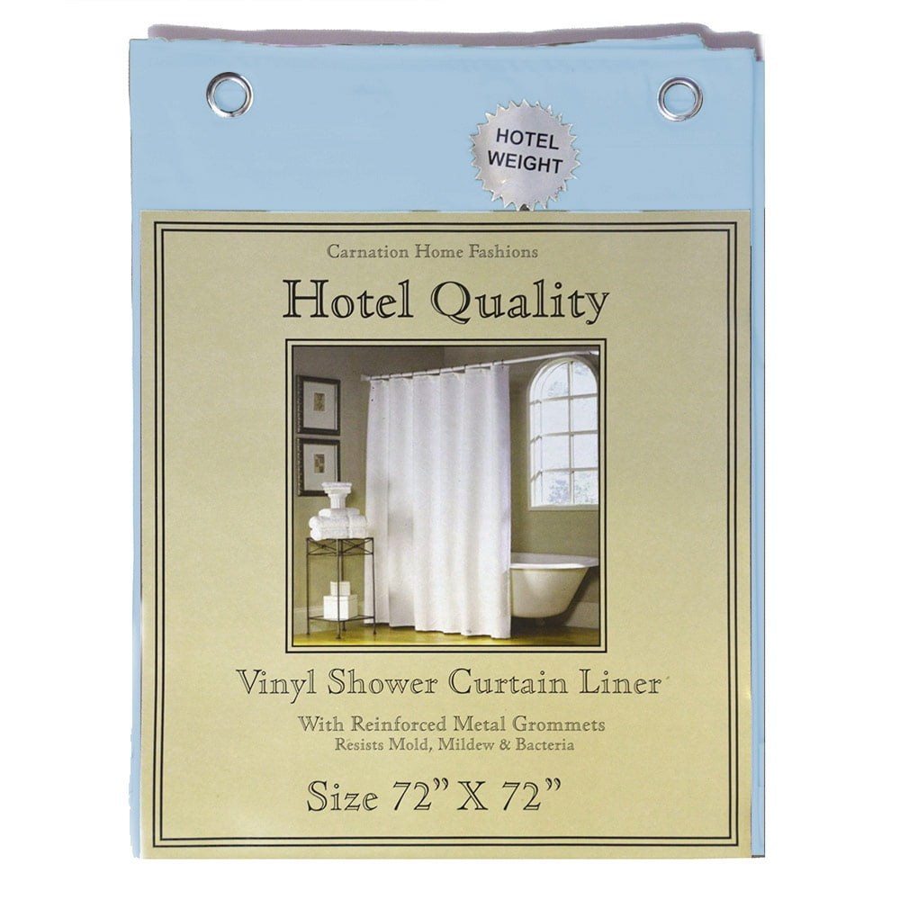 Light Blue Vinyl Shower Curtain Liner; Hotel Weight 8 Gauge, Metal