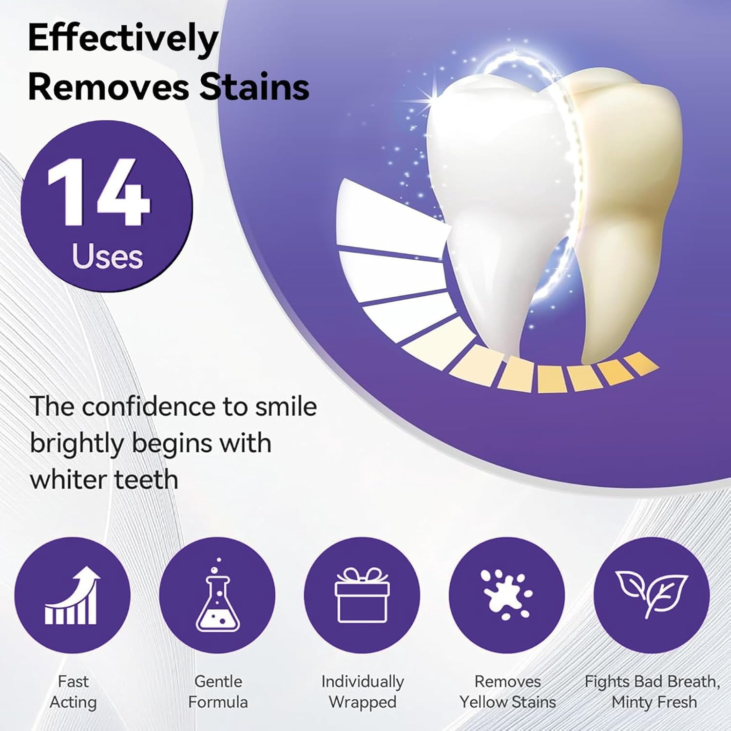 Purple Teeth Whitening Strips – Gentle Daily Strips for Surface Stain Reduction & Natural Shine, Portable Enamel-Safe Whitening for Home or On-The-Go Use(28)