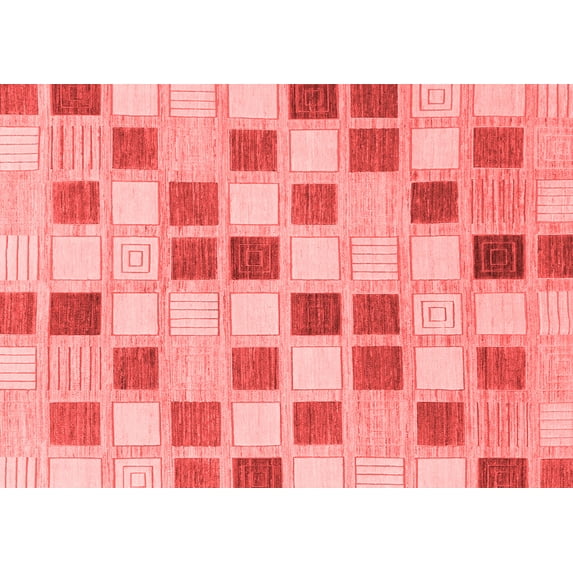 Ahgly Company Machine Washable Indoor Rectangle Checkered Red Modern Area Rugs, 5' x 7'
