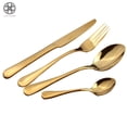 thumbnail image 3 of Luxtrada 4Pcs Flatware Rainbow Dinnerware Stainless Steel Tableware Set for Dinner Steak Soup Tea Fork Spoon Knife (Rose Gold), 3 of 8