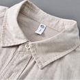 thumbnail image 3 of Bcfgryg Men's Linen Shirts Casual Button Down Long Sleeve Shirt Solid Summer Beach Shirts with Pocket Beige, 3 of 5