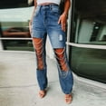 thumbnail image 5 of Gibobby Jeans dama cintura alta Pantalones vaqueros de pierna ancha para mujer, pantalones holgados con parte inferior de campana y cintura elástica de cintura alta(Azul oscuro,M), 5 of 5