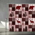 thumbnail image 2 of Rustic Bear Shower Curtain Buffalo Check Patchwork Cabin Camping Wildlife Bear Deer Moose Pine Tree Pinecone Farmhouse Vintage Hunting Red Fabric Home Bathroom Decor Set with Hooks（36" WX70 H）, 2 of 3