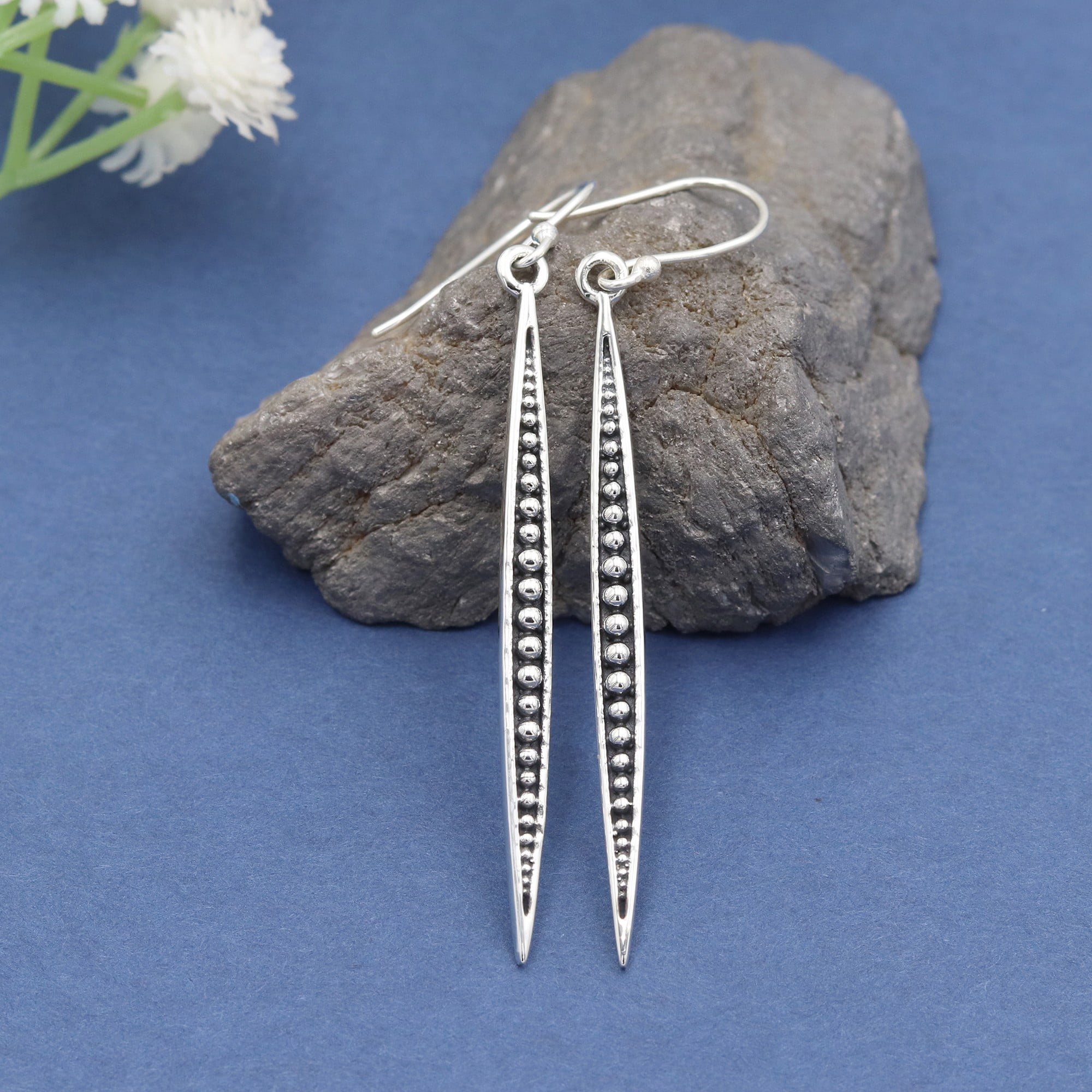 Sterling Silver Earrings Minimalist Long Dangle Earrings Drop Hanging Hook Jewelry for Woman