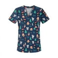 thumbnail image 4 of Ropa elástica para enfermeras, clínica dental, cuello en V, ropa quirúrgica, ropa de trabajo para hospitales, mascotas, Navidad, camiseta de manga corta para mujer, 4 of 4