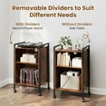 thumbnail image 2 of Resenkos Rolling Record Player Stand with Integrated Power Outlet, Rustic Brown, 2 of 8
