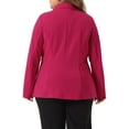 thumbnail image 4 of DARING DIVA Women's Plus Button Down Notched Lapel Office Jackets Blazer Hot Pink 3X, 4 of 6