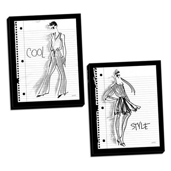 Gango Home Decor Glam Doodle Style & Doodle Cool by Anne Tavoletti (Ready to Hang); Two 11x14in Hand-Stretched Canvases
