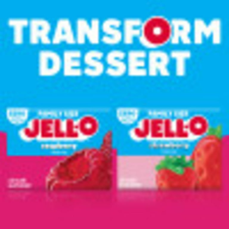 Jell-O Family Size Raspberry Gelatin Dessert Mix, Zero Sugar