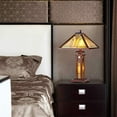 thumbnail image 2 of RADIANCE Goods Tiffany-Style Mission 3 Light Double Lit Wooden Table Lamp 15" Shade, 2 of 3