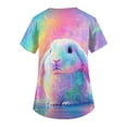 thumbnail image 5 of Fgvctg Easter Scrubs for Women Cute Bunny Print V Neck Short Sleeve Top Scrubs Casual Work Medical T Shirts Plus Size Scrub Nursing Uniforms Workwear Shirts with Pocket Light pink XL, 5 of 5