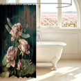 thumbnail image 3 of Erosebridal Graceful Dragonfly Shower Curtain 72Wx84L,Elegant Flowers Bathroom Shower Curtain,Green Pink, 3 of 5