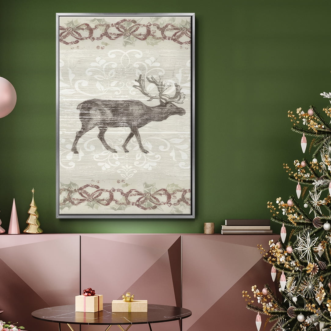 Cabin Christmas Collection B - Framed Gallery Wrapped Holiday Canvas - 17 x 25 - Silver Frame