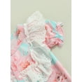 thumbnail image 6 of Baby Girl Short Sleeve Jumpsuit Floral Print Snap On One-piece Romper with Lace Trim, 6 of 7