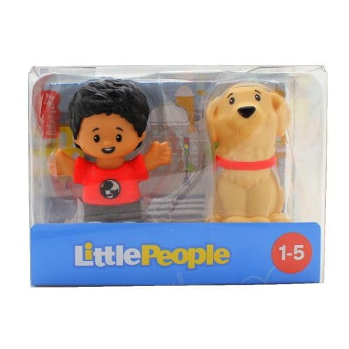 Toy Little People Boy en camisa roja con perro