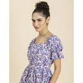thumbnail image 5 of MoomayaWomens PrintedSquare Neck Summer Dress,Short PuffedSleeves Tiered Cotton Dress, 5 of 8