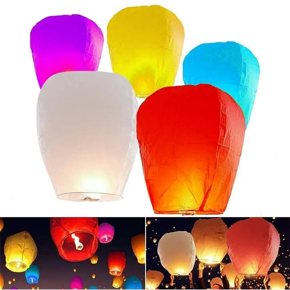 5 Pack Paper Lanterns,Multicolored Paper Lanterns,Hanging Wishing Lanterns for Decoration
