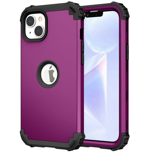 Decase for iPhone 15 Plus Support Wireless Charging Case,Hybrid Shockproof Anti-Scratch PC Bumper Triple-Layer Protector Phone Hard Back Cover Case for iPhone 15 Plus,Purple