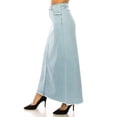 thumbnail image 4 of Be-Girl Women's Light Blue Denim Maxi Skirt, A-Line, Frayed Hem - SG-89246, 4 of 6