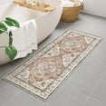 thumbnail image 6 of Blue Bathroom Rugs, Distressed Farmhouse Boho Bath Mat, Comfy Velvet Small Bath Rugs Non Slip Washable, Vintage Oriental Toilet Rug for Sink Shower Vanity, 18x26 inch, 6 of 6