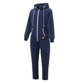 thumbnail image 4 of Men's Hooded Fleece Lining Jumpsuit, Long Sleeve Full Zipper Overalls with Kangaroo Pockets, 4 of 10