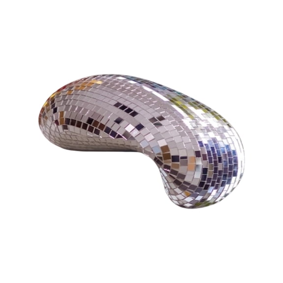 Melted Disco Ball Decor – Handmade 11″ Mirror Tile Dripping Centerpiece, Funky Aesthetic Room Ornament for Shelf, Table, Party, Unique Retro Home Gift for Grandfather