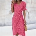 thumbnail image 2 of SRZYMJ Floral Vacation Dresses for Women: Trendy V-Neck Ruched Short/Long Sleeve Dress, 2 of 5