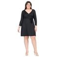 thumbnail image 2 of Plus Size V Neck Long Sleeve Faux Wrap Belted Dress, 2 of 6