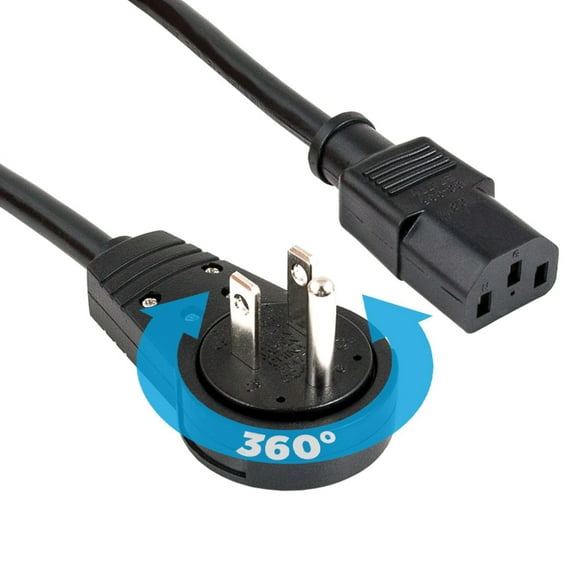 90º Angled 360º  Rotation Plug Power Cable