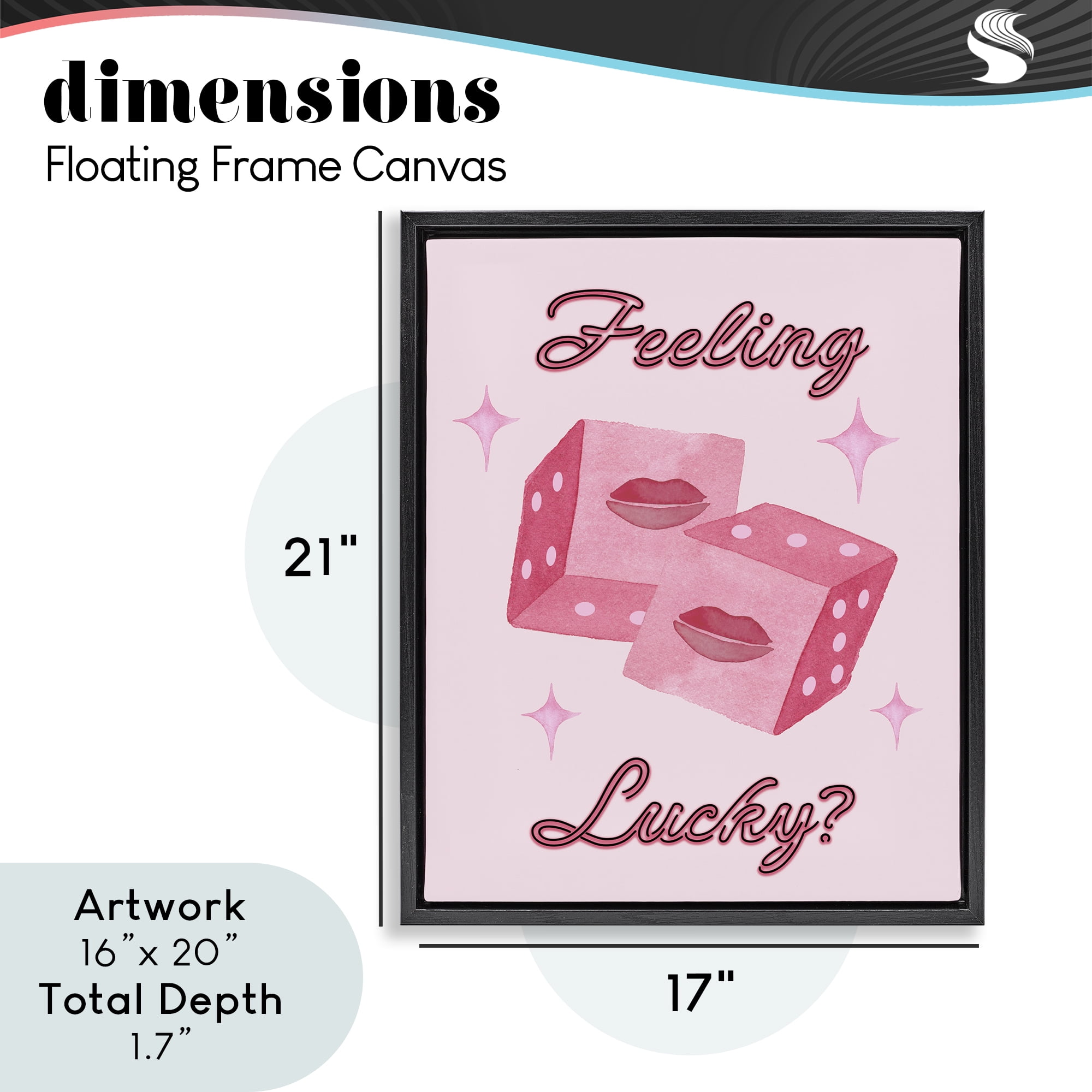 Feeling Lucky? Dice Black Framed Floater Canvas Wall Art, design by Nina Jacobs